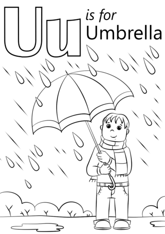 U Is For Umbrella Coloring Page